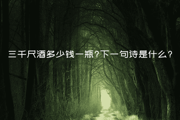 三千尺酒多少钱一瓶?下一句诗是什么?